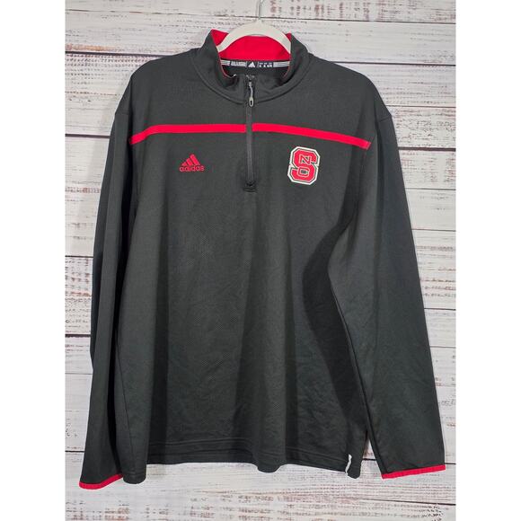 NC State Wolfpack sweater Men size XL black 1/4 zip Adidas pullover NCAA - Picture 1 of 5